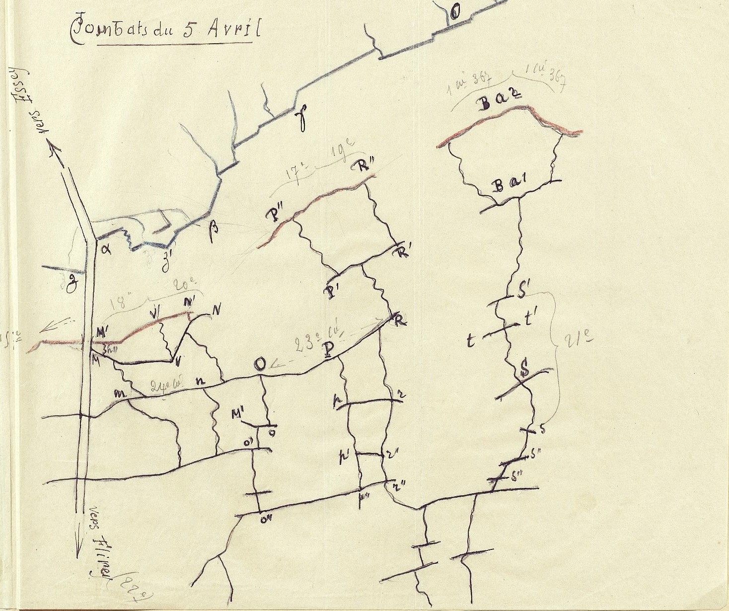 carte des combats du 5/4/15  Flirey